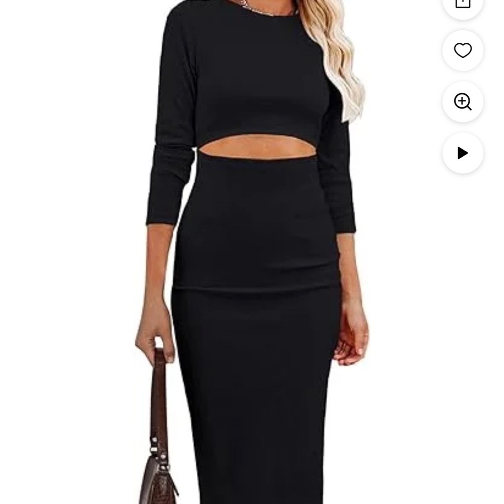 Elegant Black Midi Dress 010